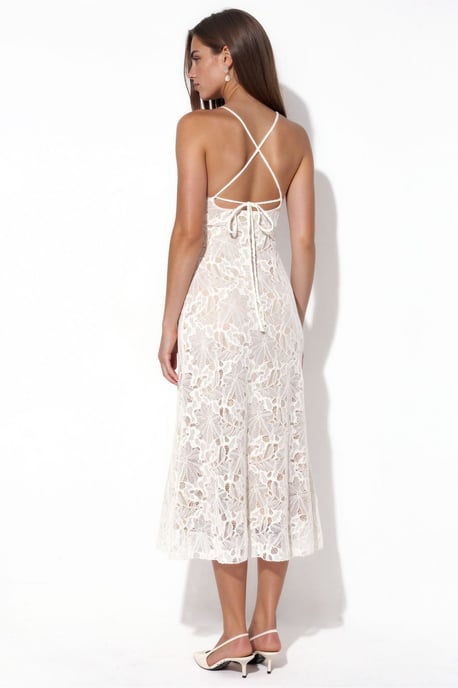 Halterneck Spitze Midi-Kleid - Image 3