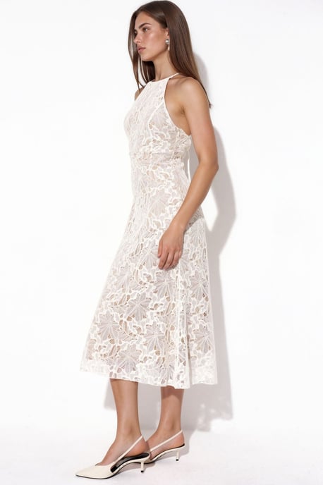Halterneck Spitze Midi-Kleid - Image 4