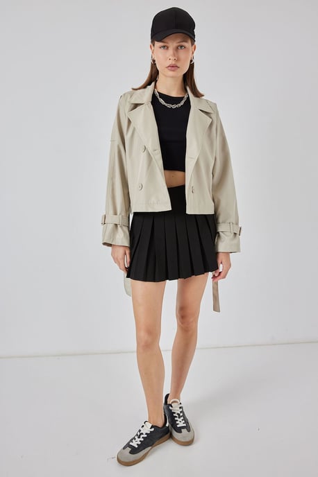 Short Belted Trench Coat - Image 2