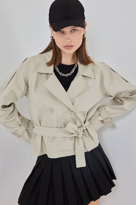Short Belted Trench Coat - Image 3
