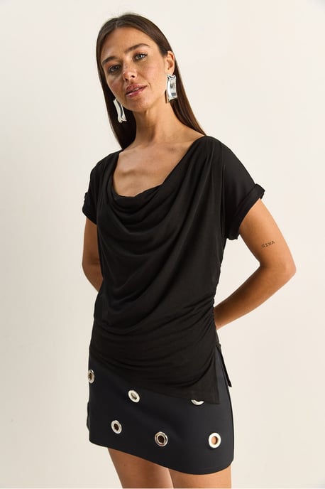 Drapierte Bluse mit Kapuzenkragen - Image 2