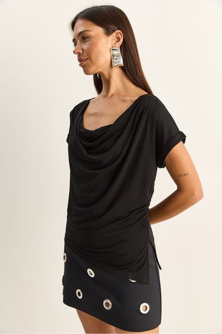 Drapierte Bluse mit Kapuzenkragen - Image 3