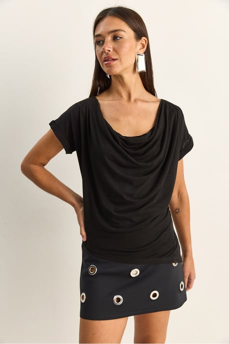 Drapierte Bluse mit Kapuzenkragen - Image 4