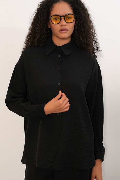 Strukturiertes Button-Down Langarmhemd - Image 2