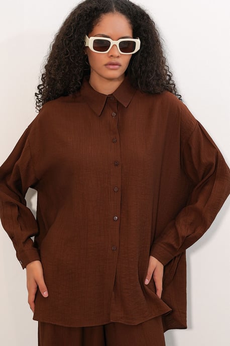 Strukturiertes Button-Down Langarmhemd - Image 2
