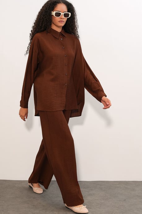 Strukturiertes Button-Down Langarmhemd - Image 3
