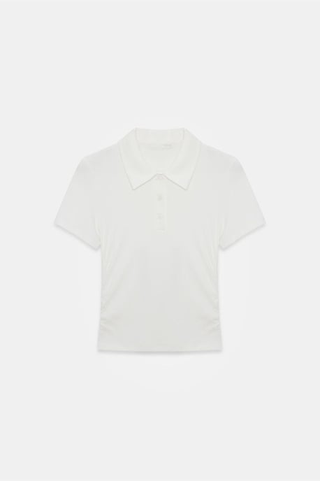 Damen Crop Slim Fit Polo T-Shirt - Image 5