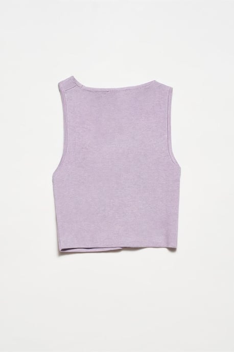 Nahtloses asymmetrisches Crop-Strickoberteil - Image 6