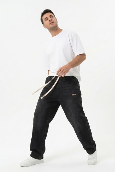 Elastische Denim-Hose mit Gummizug - Image 4