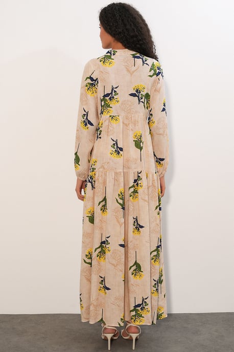 Gemustertes V-Ausschnitt Maxikleid - Image 6