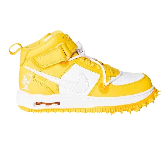 Nike - "Off White" High Top Turnschuhe für Herren/Damen Unisex, Leder (Gelb/Weiß) - Image 1