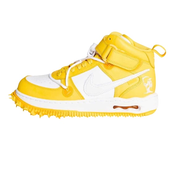 Nike - "Off White" High Top Turnschuhe für Herren/Damen Unisex, Leder (Gelb/Weiß) - Image 2
