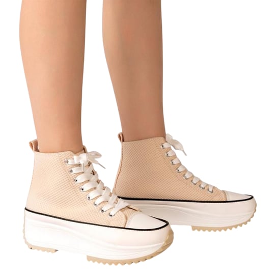 Firetrap - High Top Turnschuhe für Damen, Plattform-Absatz (Beige) - Image 3