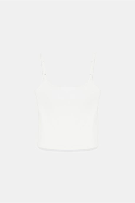 Dilvin Slim-Fit ärmellose Bluse mit quadratischem Ausschnitt - Weiß - Image 5