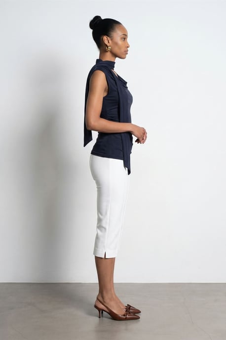 Ärmellose Cowl-Neck-Jersey-Bluse - Image 3