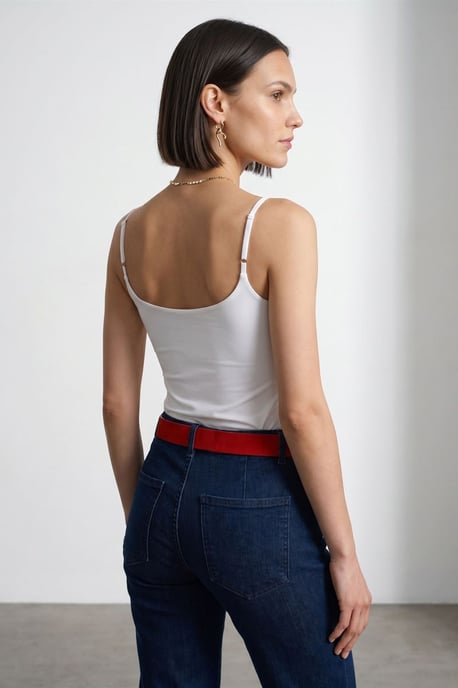 Schlank geschnittene quadratische Hals-Ablauflose Bluse - Image 2