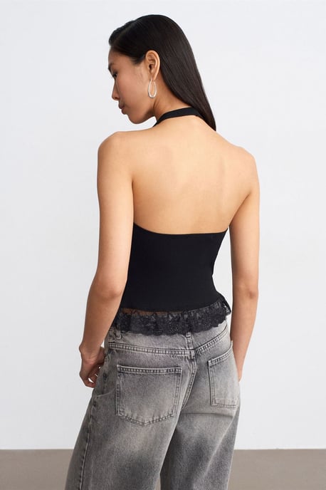 Ärmellose Rippen-Halterbluse - Image 2