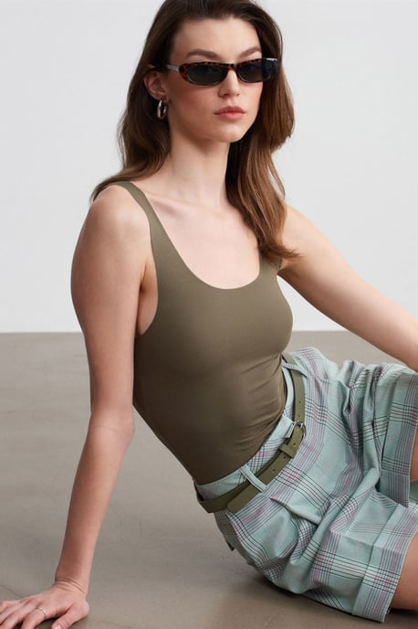 Taillierte ärmellose Baumwollmischung Cami-Bluse - Image 4