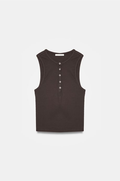 Damen Rippstrick Baumwollmischung Cropped Top - Image 5