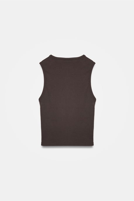 Damen Rippstrick Baumwollmischung Cropped Top - Image 6