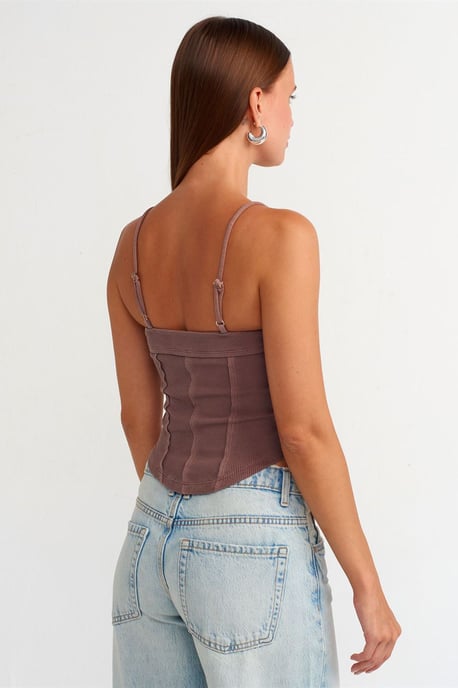 Rippstrick Quadrat-Ausschnitt Crop-Top - Image 2