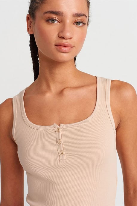 Damen Rippen-Crop-Button-Front-Cami-Bluse - Image 3