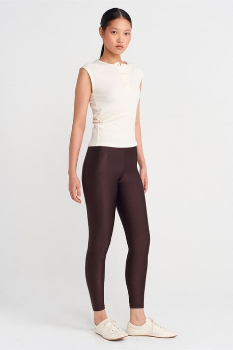 Ärmellose gerippte Bluse mit Knopfleiste - Image 4