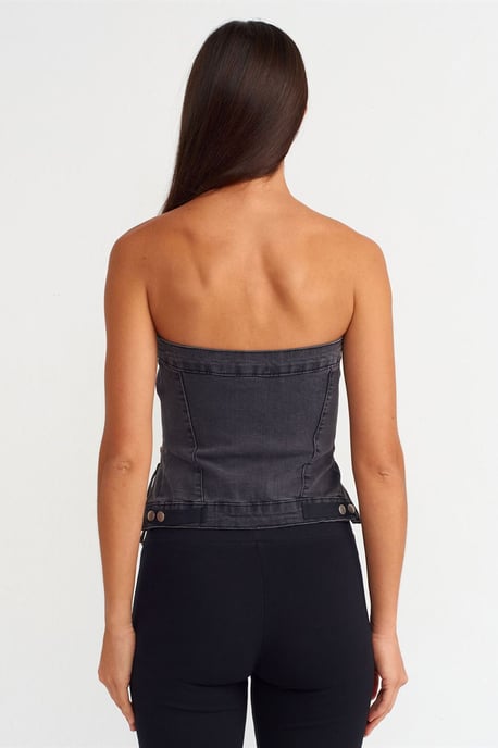 Trägerloses Cropped-Denim-Top - Image 2