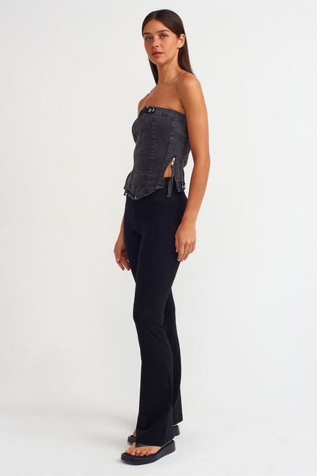 Trägerloses Cropped-Denim-Top - Image 3
