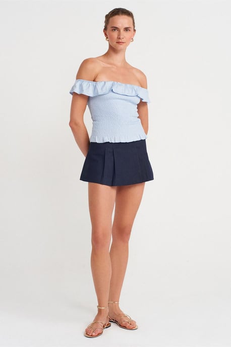 Damen Off-Shoulder Ripp-Crop-Bluse - Image 4