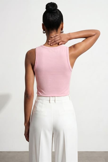 Bestickte ärmellose Slim-Fit-Jersey-Bluse - Image 2