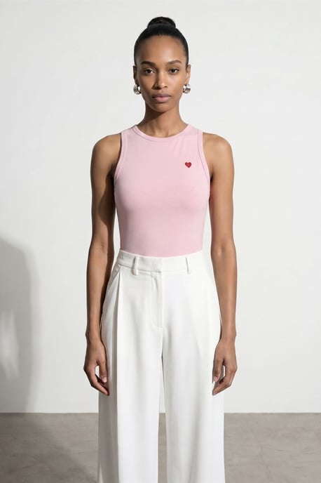 Bestickte ärmellose Slim-Fit-Jersey-Bluse - Image 4