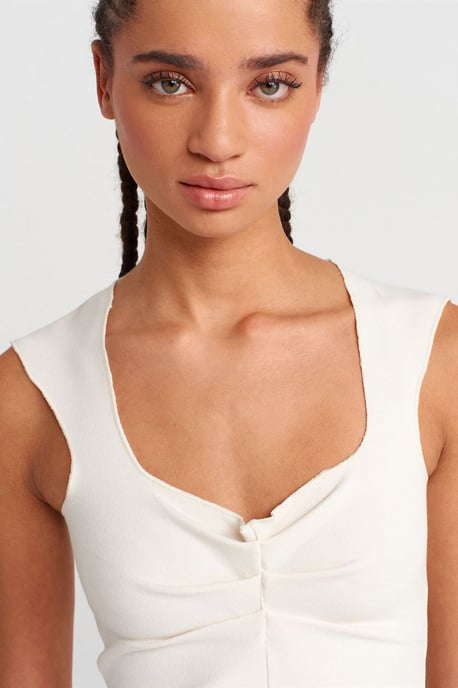 Taillierte ärmellose Crop-Bluse mit quadratischem Ausschnitt - Image 3
