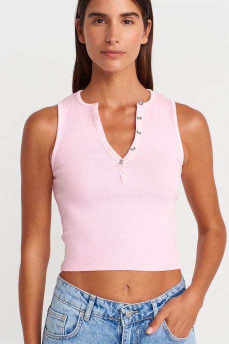Damen Rippstrick-Baumwollmischung Cropped Top - Image 1