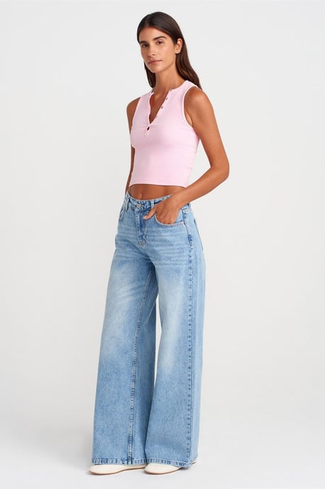 Damen Rippstrick-Baumwollmischung Cropped Top - Image 3