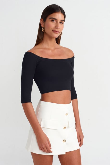 Damen Off-Shoulder Cropped Bluse - Image 1