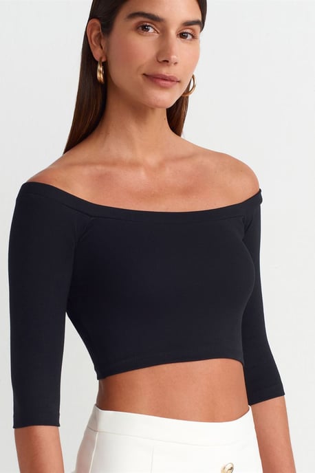 Damen Off-Shoulder Cropped Bluse - Image 4