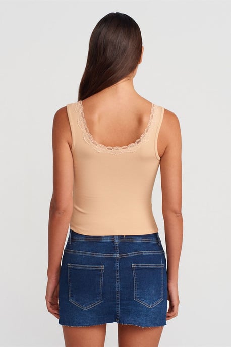 Rippstrick Baumwollmischung Crop Cami Top - Image 2