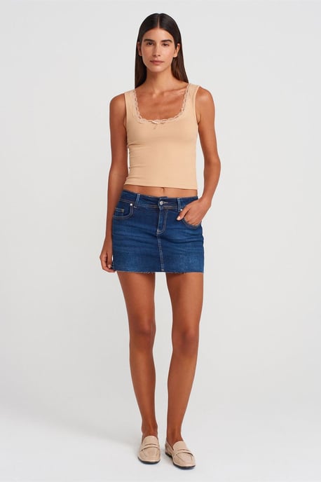 Rippstrick Baumwollmischung Crop Cami Top - Image 4