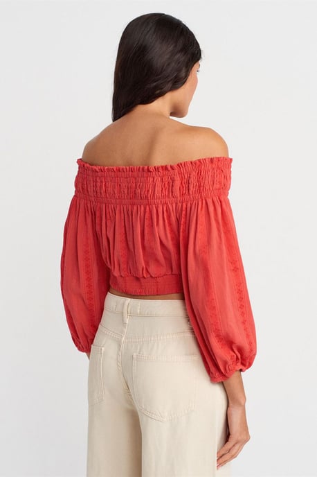Schulterfreies Crop-Top-Bluse - Image 2