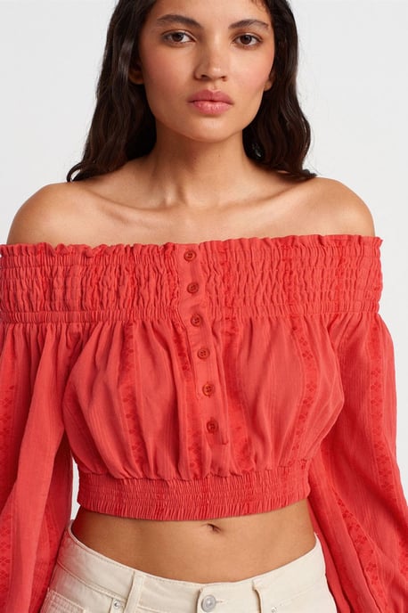 Schulterfreies Crop-Top-Bluse - Image 3