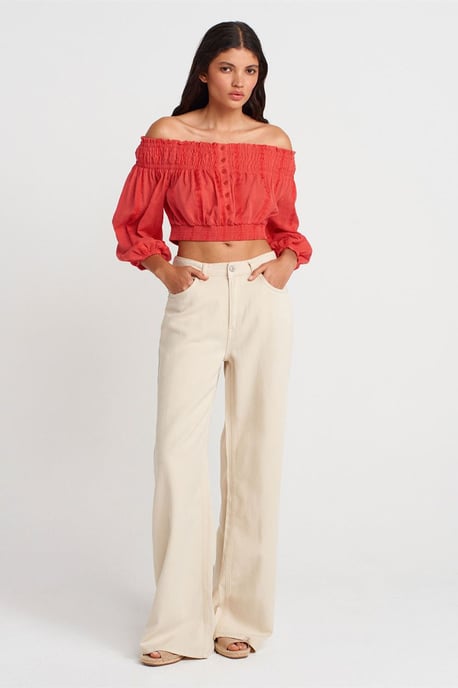Schulterfreies Crop-Top-Bluse - Image 4