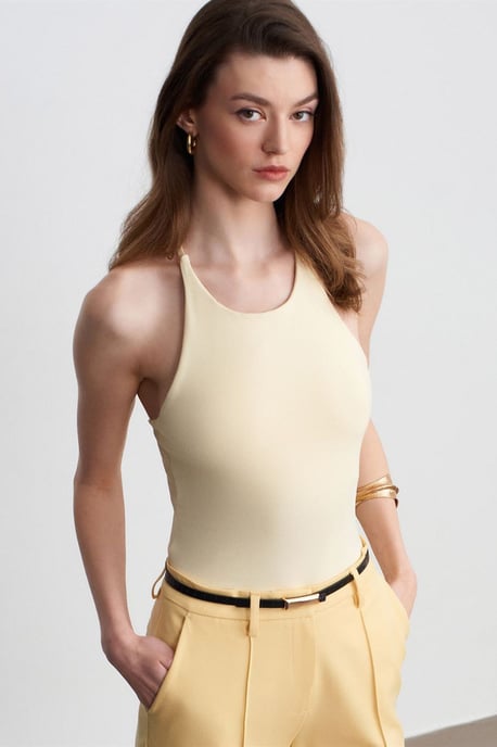 Schlanke Passform Halterneck Jersey Bluse - Image 2