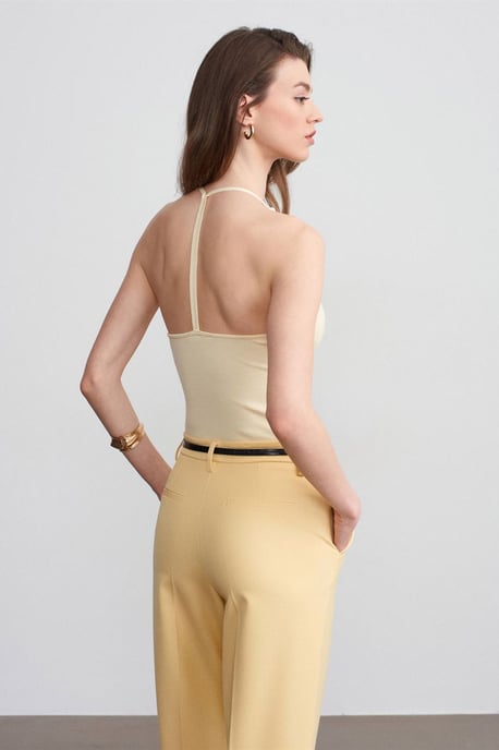 Schlanke Passform Halterneck Jersey Bluse - Image 3