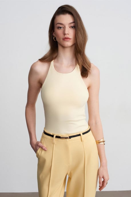 Schlanke Passform Halterneck Jersey Bluse - Image 4