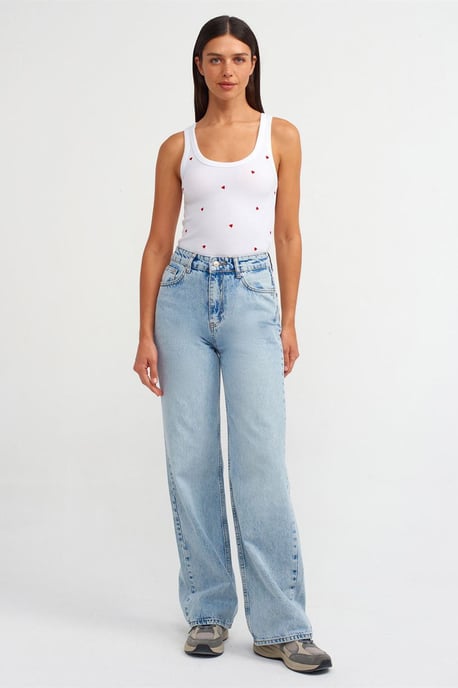 Damen Rippstrick-Cami-Bluse mit Herzen-Stickerei - Image 4