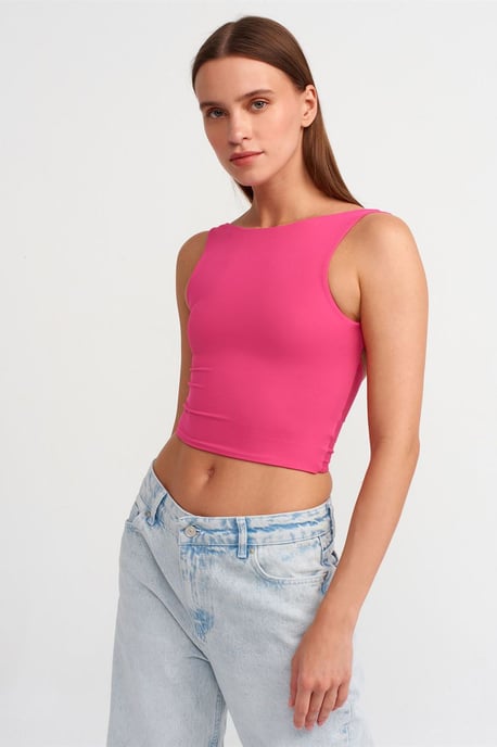 Damen ärmellose Cut-Out Crop-Bluse - Image 4