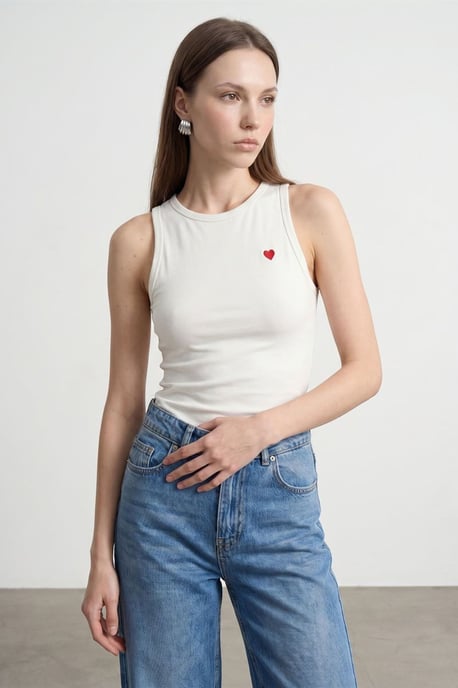 Bestickte ärmellose Slim-Fit-Jerseybluse - Image 2
