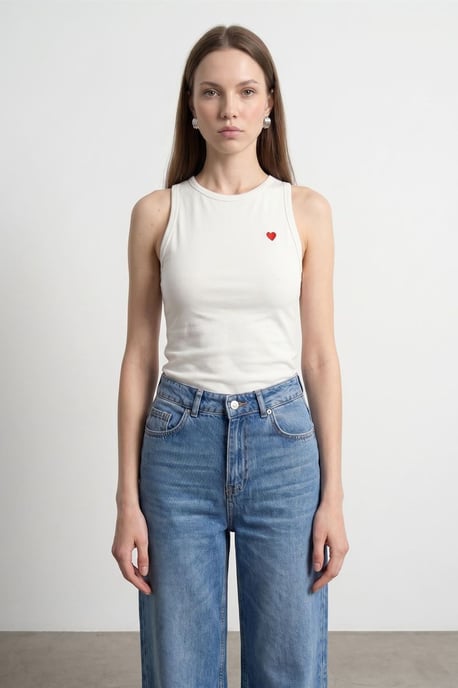 Bestickte ärmellose Slim-Fit-Jerseybluse - Image 3