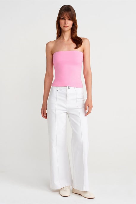 Trägerlose Slim-Fit-Jersey-Bluse - Image 4